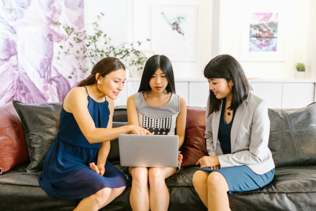 Three women talking about Marriage finances